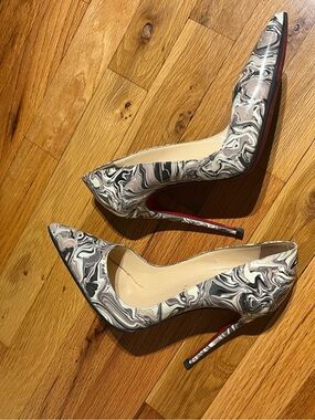 Christian Louboutin | So Kate Patent Grey Marble Heels
